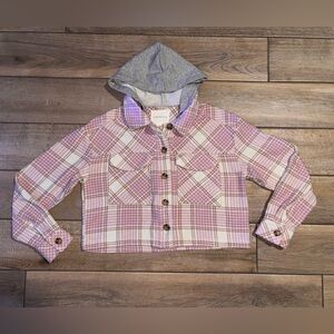 Aeropostale Flannel Hoodie Cropped Jacket, Small
